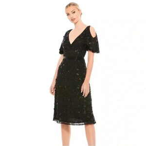 NWT Mac Duggal Cold Shoulder Sequins Dress
